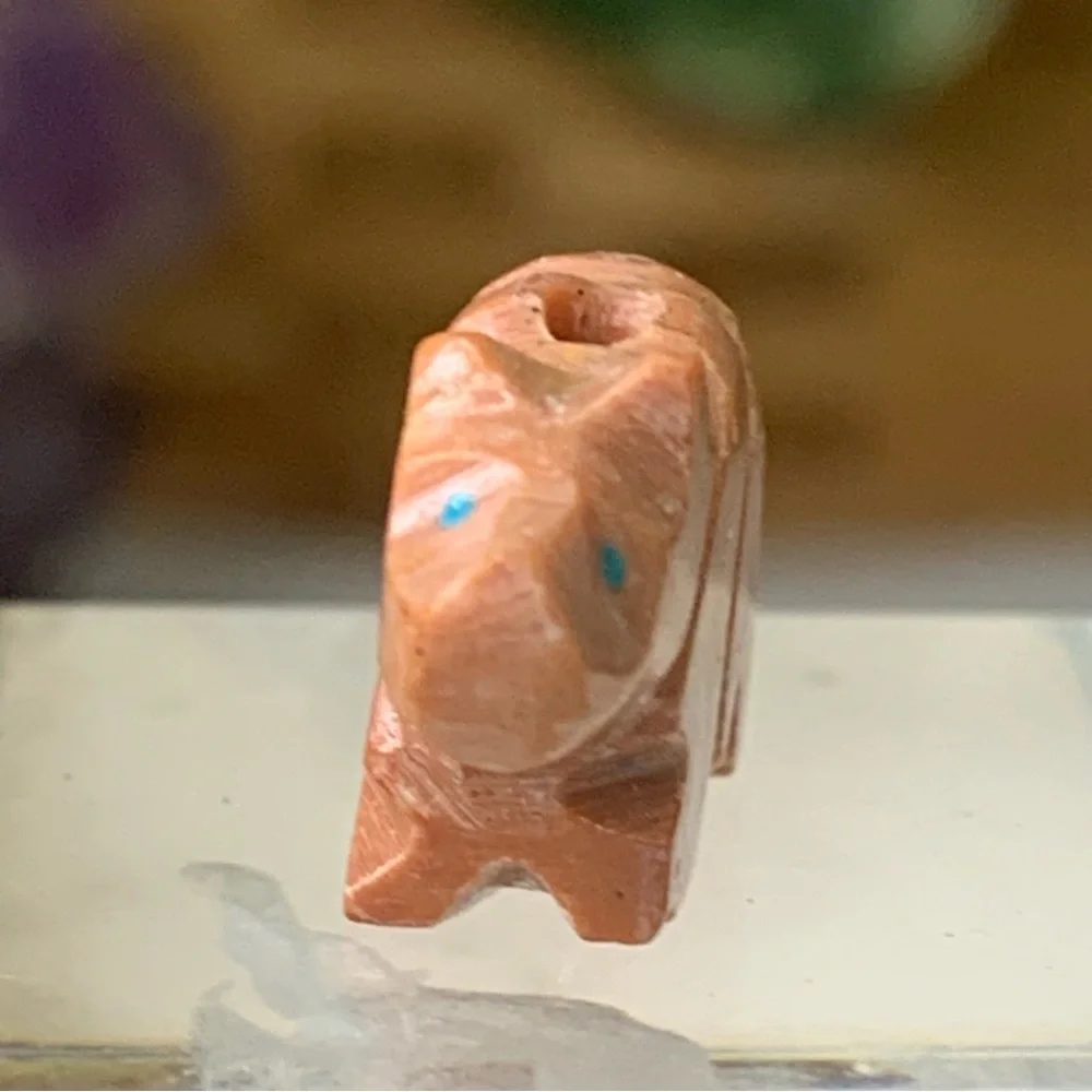 Native American Style Zuni Bear Fetish Bead Hand Carved Stone Drilled Animal .8